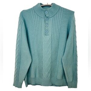 Paul Jones Cable Knit Detail Quarter Button Stand Collared Sweater